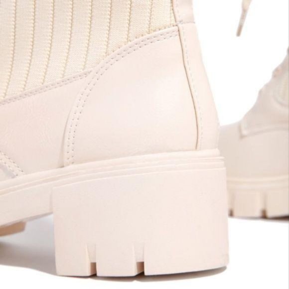 Bone Knit Shaft Lace Up Combat Boots - Picture 2 of 6